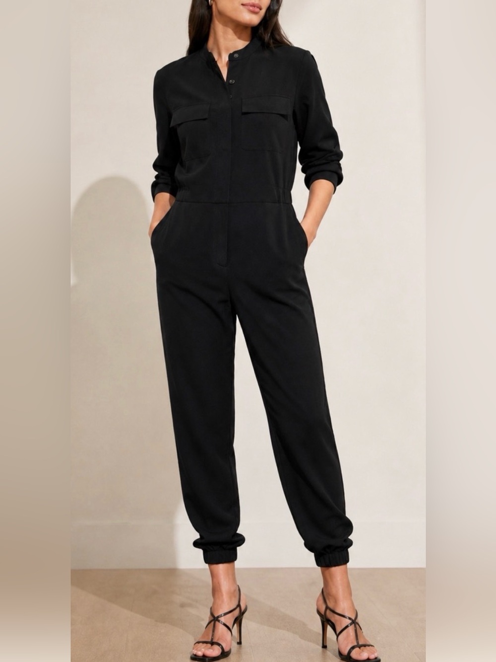 Banana Republic Black Utility Jumpsuit Petite 2 Jogger One Piece